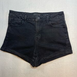 Kendall + Kylie Black Denim Cuffed Shorts High Rise Size 11/30